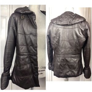 PATIZIA LUCA Leather Jacket l Brown BUTTERY MOTO LEATHER JA…